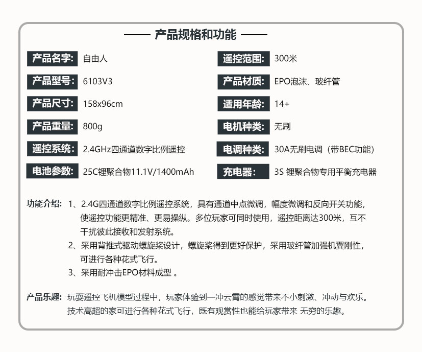 自由人遥控飞机(6103V3)